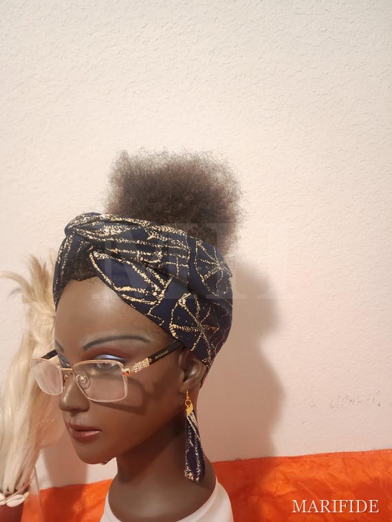 African Wired Headband, Authentic Ndop Fabric Headwrap, Wire Hair Scarf for Women, 100% Cotton Ankara Turban, Flexible Twist Bow Hair Band
