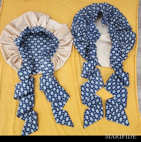 Satin Sleep Bonnet | Adjustable Long Strap | Natural Hair Braids Curls Protection | Heritage