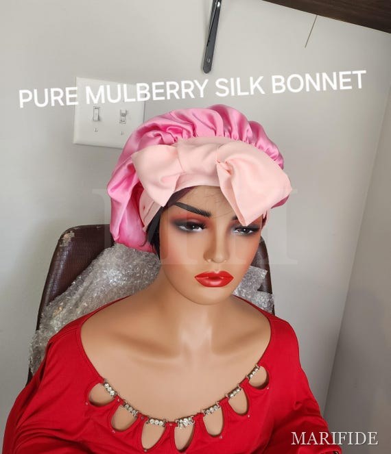 Pure Mulberry Silk Bonnet Reversible | Adjustable Sleep Cap Elastic | Natural Hair and all hair types Luxury Protection.