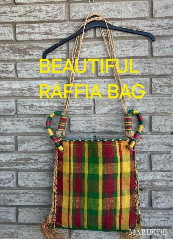 Bamenda Raffia Crossbody Bag Handwoven | African Fringe Shoulder Bag | Cameroon Grassfields Heritage