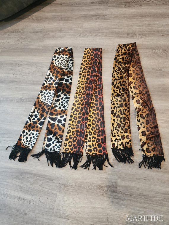 African Leopard Print Scarf Handmade | Traditional Mubutu Unisex Wrap | Tribal Heritage Shawl