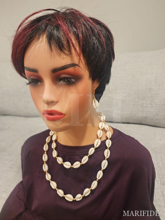Cowries Shell Necklace and earrings Handmade/African Brass chain Adjustable /Bamileke jewelry HERITAGE Double Necklace.